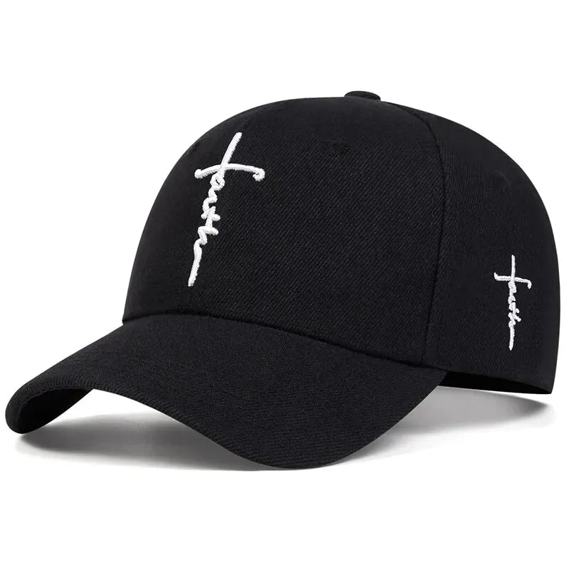 Cross Embroidered Baseball Cap with Adjustable Back Closure