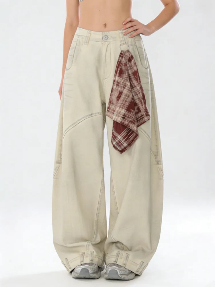 Women's Apricot Loose Fit Denim Denim Jeans For Everyday Outfits