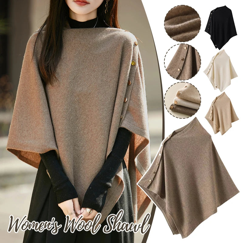 Asymmetric Side Button Poncho for Layering over Outfits