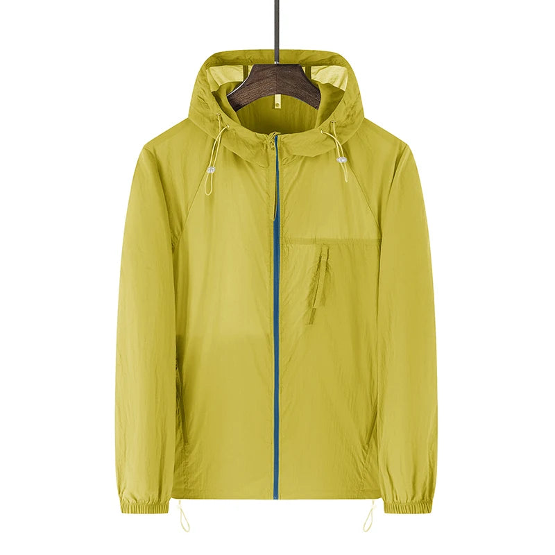 Hooded Long Sleeve Full Zip Outdoor Hiking Jacket with Pockets