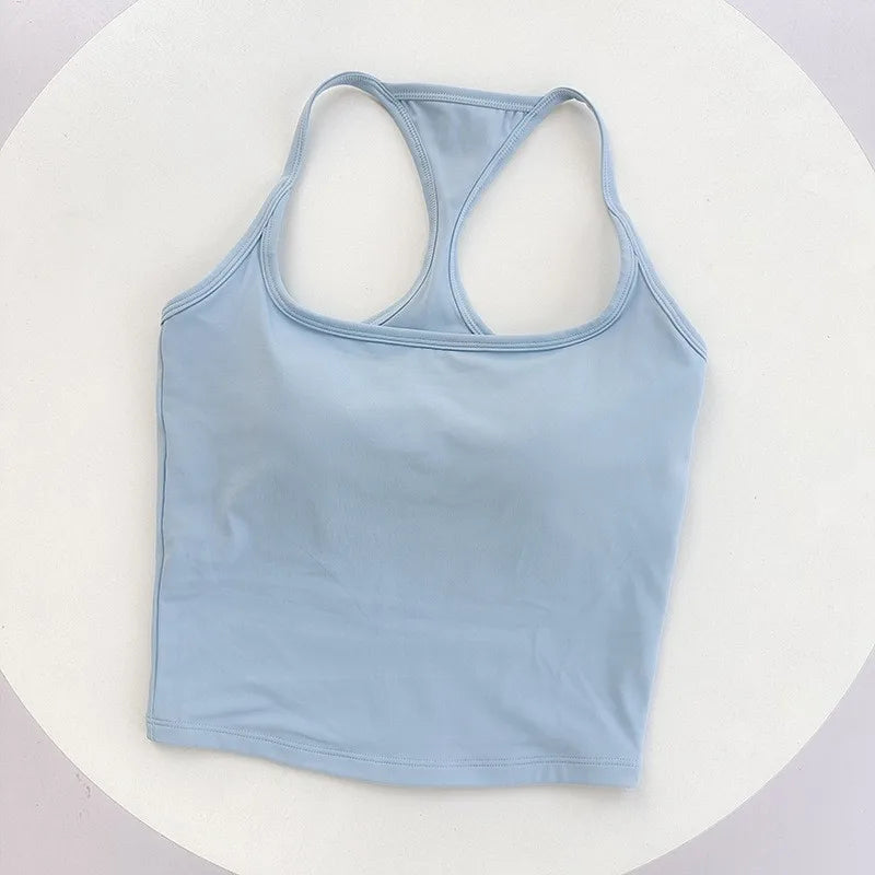 Women's Contrast Trim Racerback Cropped Tank Top