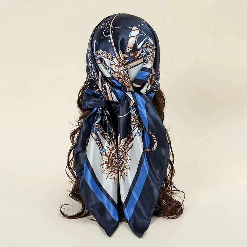 Printed Square Scarf with Ornate Paisley Pattern Options