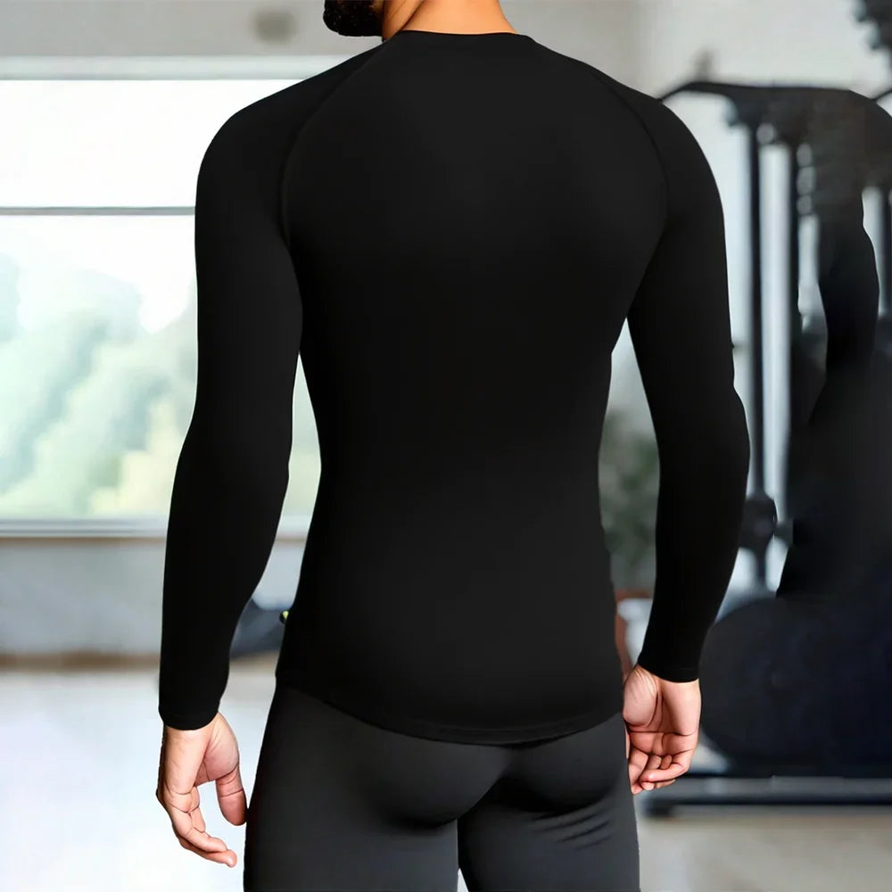 Fitted Crew Neck Long Sleeve Compression T Shirt