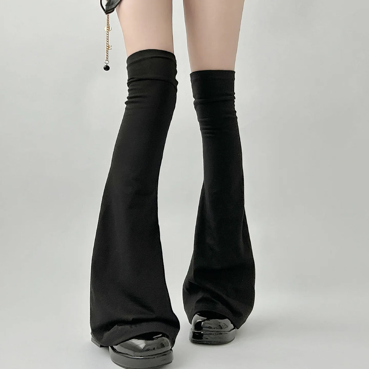 Solid Flared Over Knee Leg Warmers with Knit Texture
