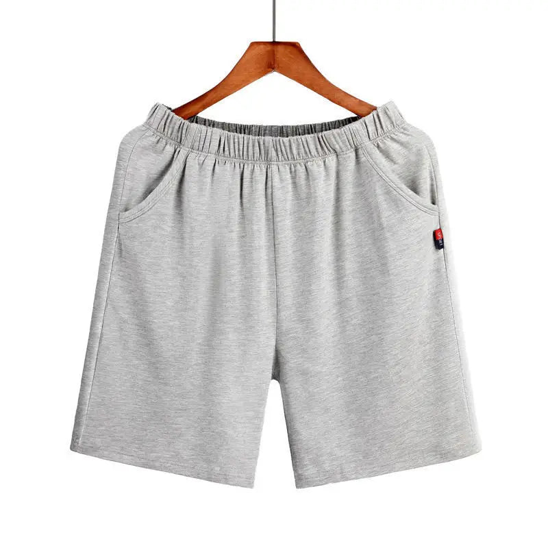Men's Solid Pocket Elastic Waist Knee Length Lounge Shorts