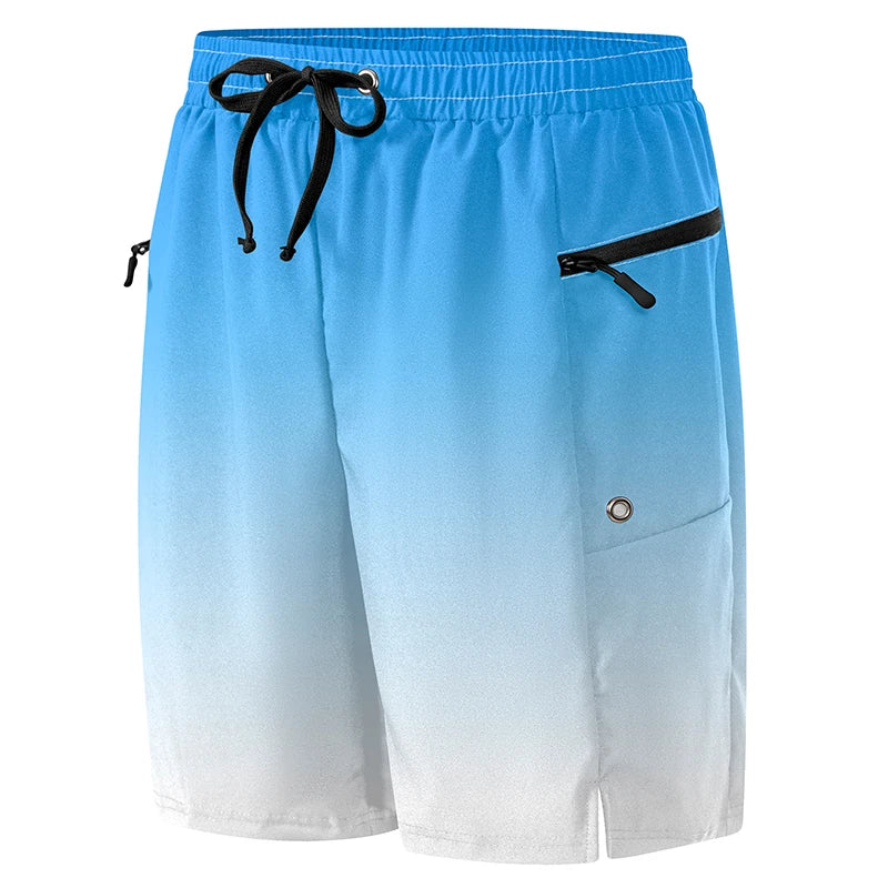 Men's Swim Shorts with Zipper Pockets and Mesh Liner for Beach and Pool Wear