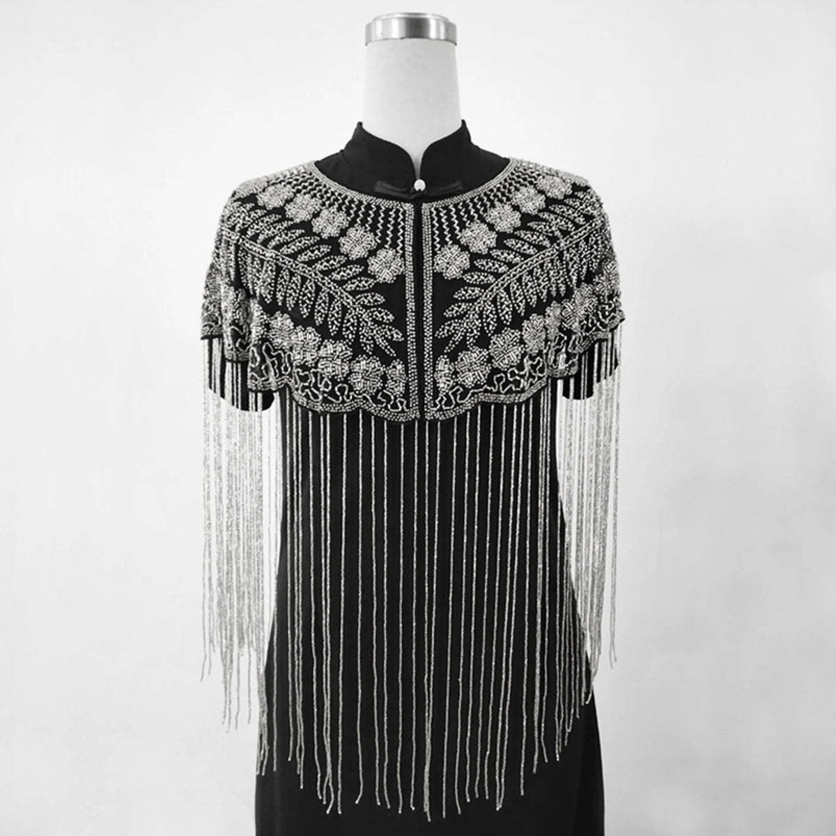 Beaded Long Fringe Cape for Layering over Outfits