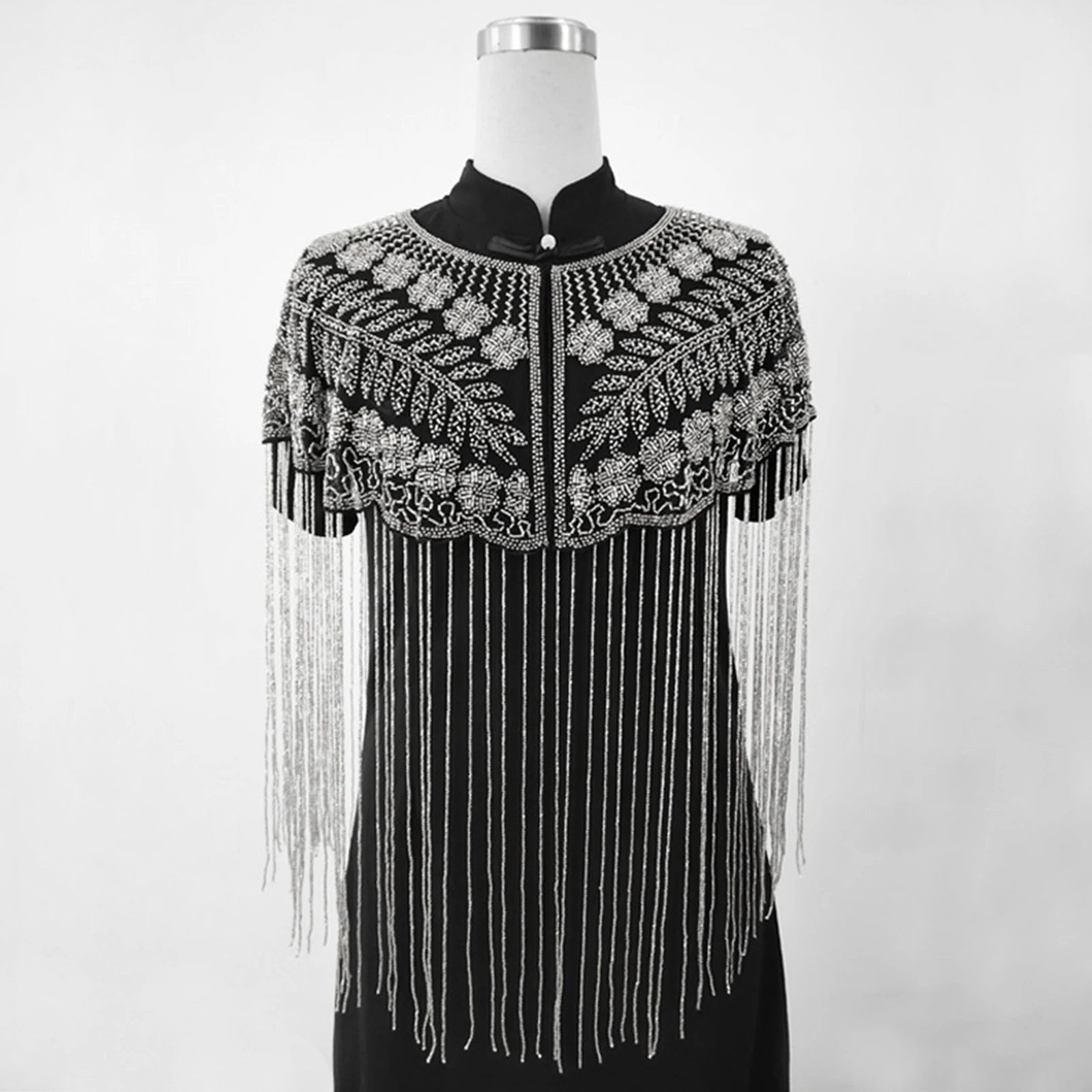 Beaded Long Fringe Cape for Layering over Outfits