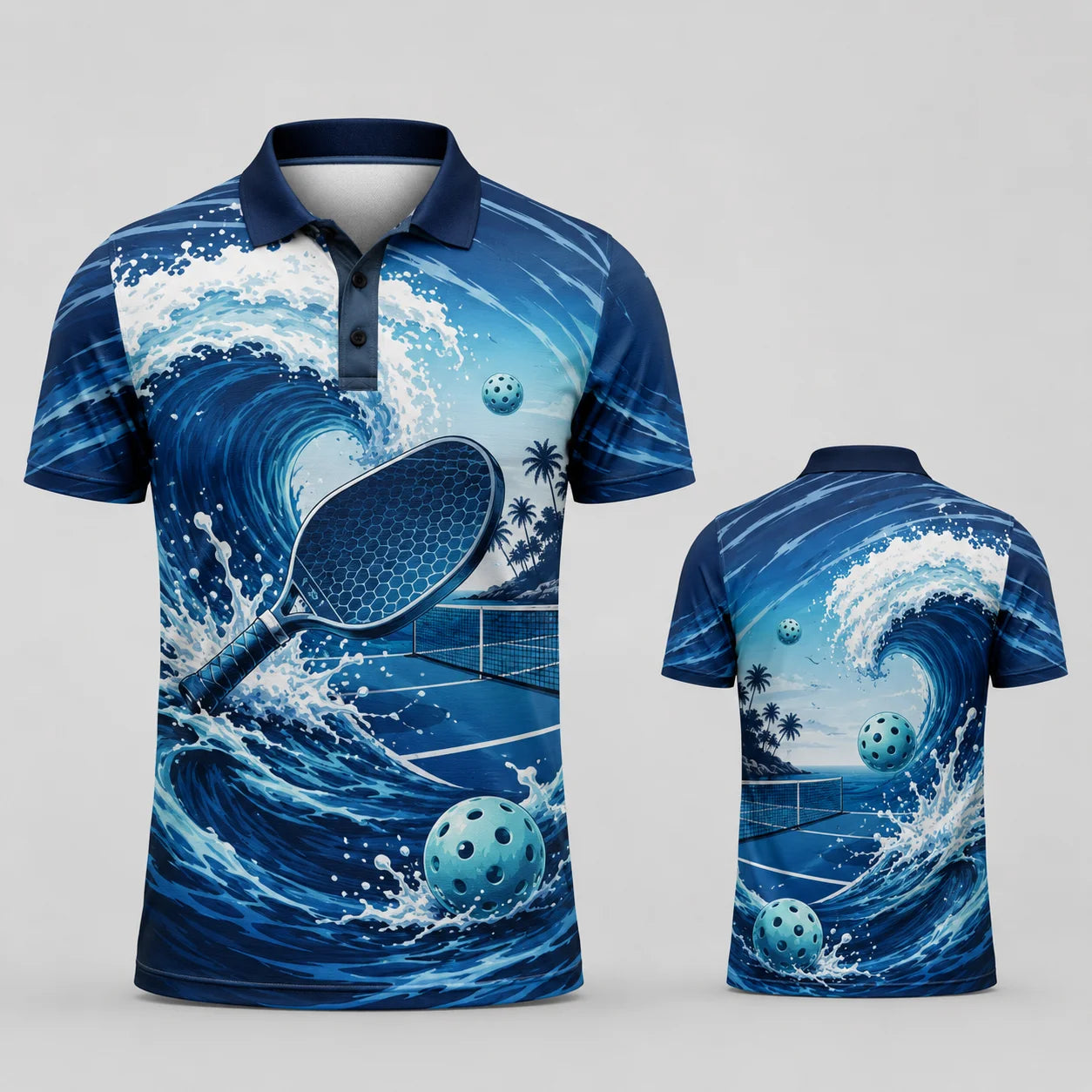 Pickleball Graphic Short Sleeve Collared Polo Shirt for Casual Wear