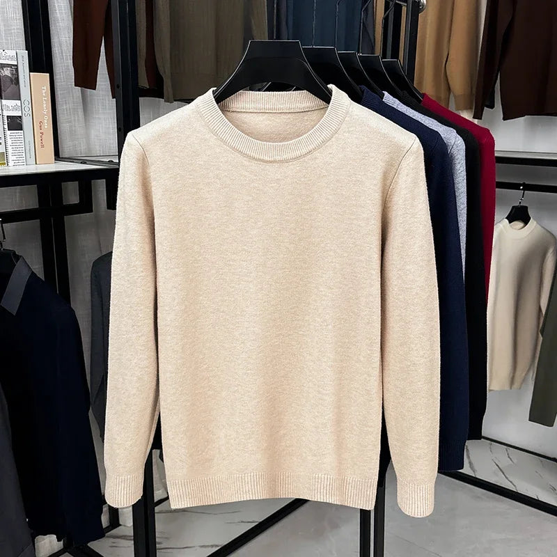 Men's Plain Crew Neck Long Sleeve Knit Sweater