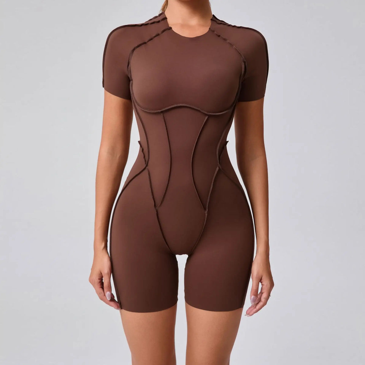 Women's Contoured Workout One Piece with Back Cutouts and Sleeve Length Options