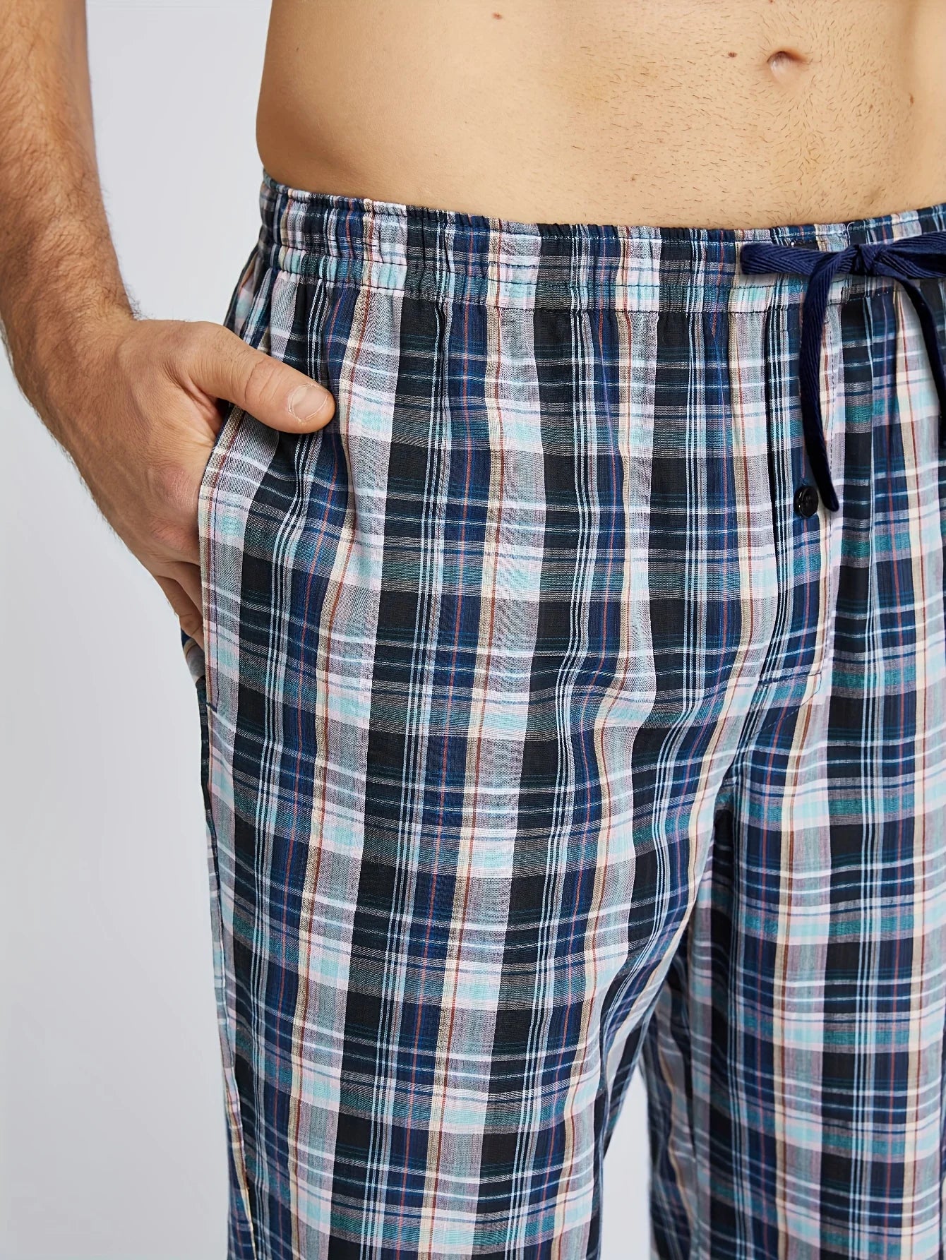 Men's Plaid Elastic Waist Lounge Pants with Pack Options