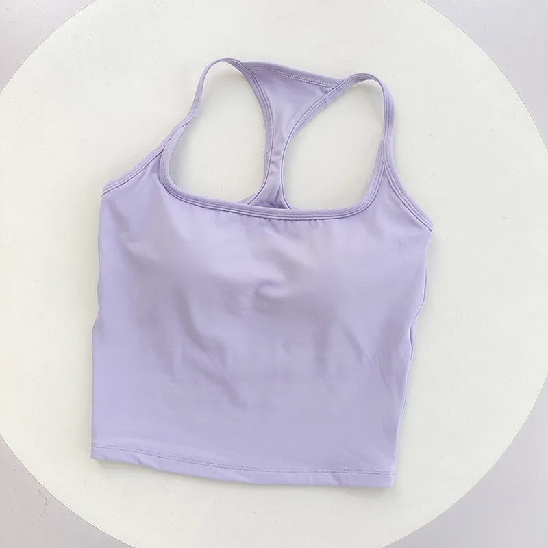 Women's Contrast Trim Racerback Cropped Tank Top
