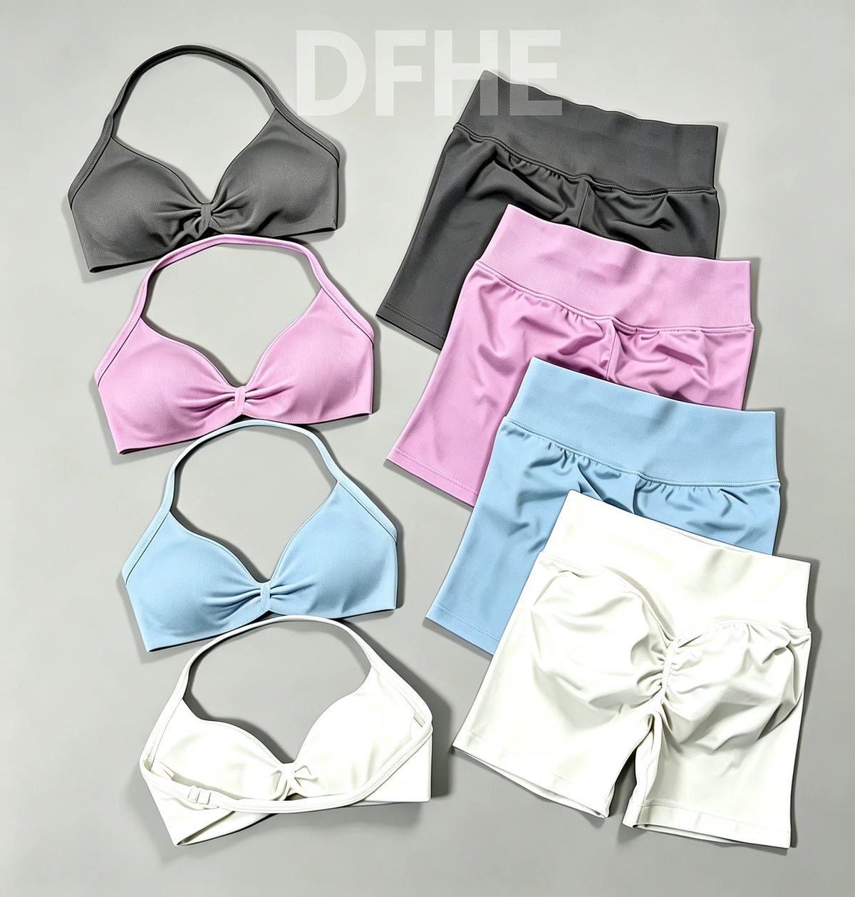 Women's Twist Halter Bra And Shorts Yoga Set
