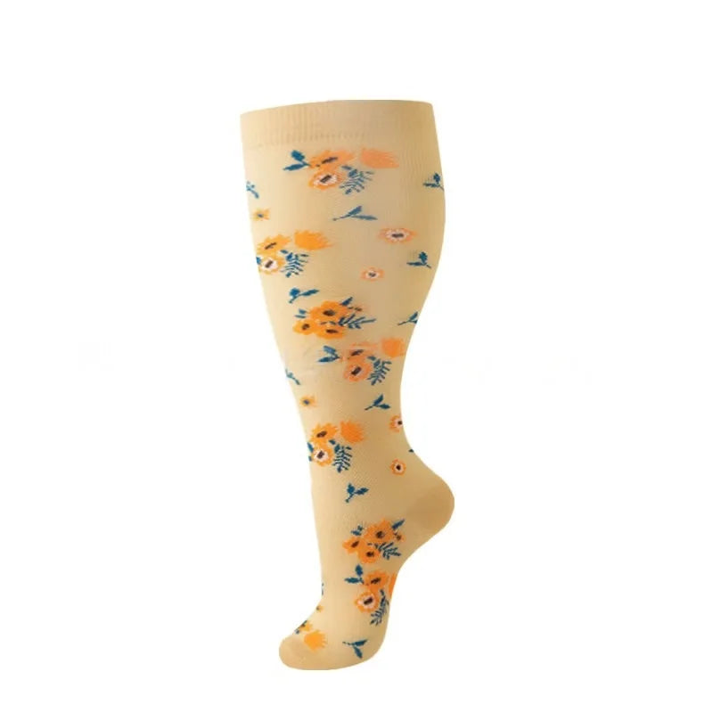 Plus Size Knee High Compression Socks with Pattern Options