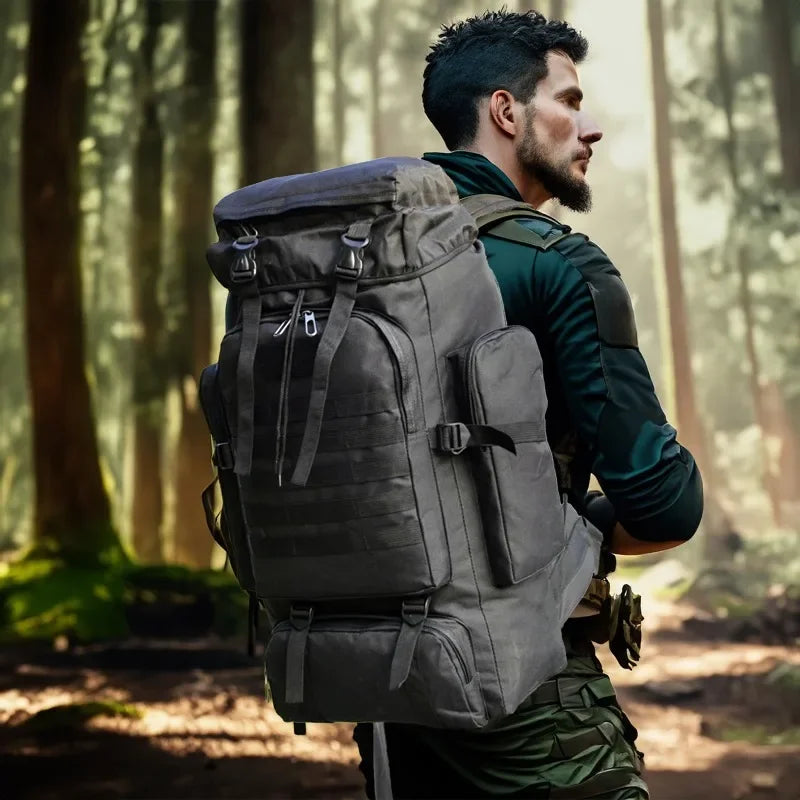 Large Outdoor Backpack with Webbing and Side Compression Straps