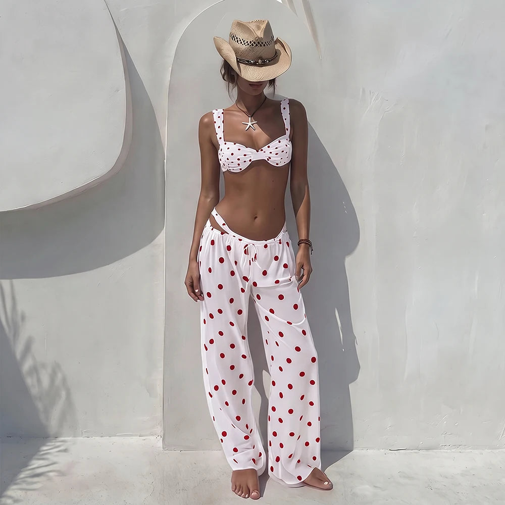 Polka Dot Bikini with Cover-Up Dress