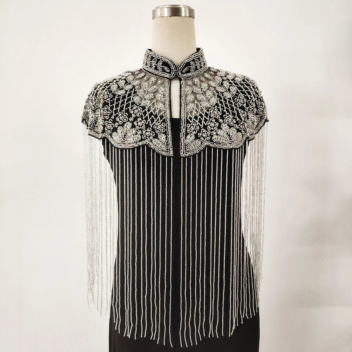 Beaded Long Fringe Cape for Layering over Outfits