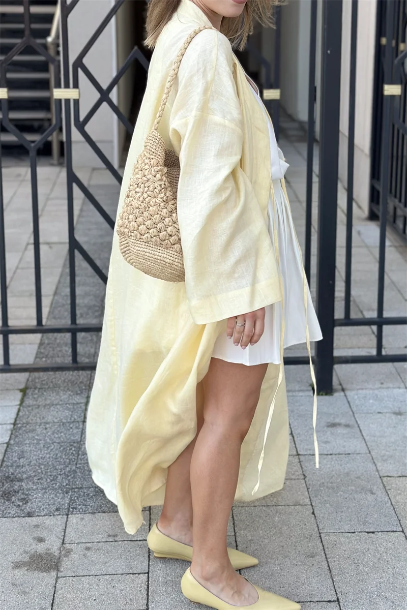 Women's Oversized Linen Kimono Jacket
