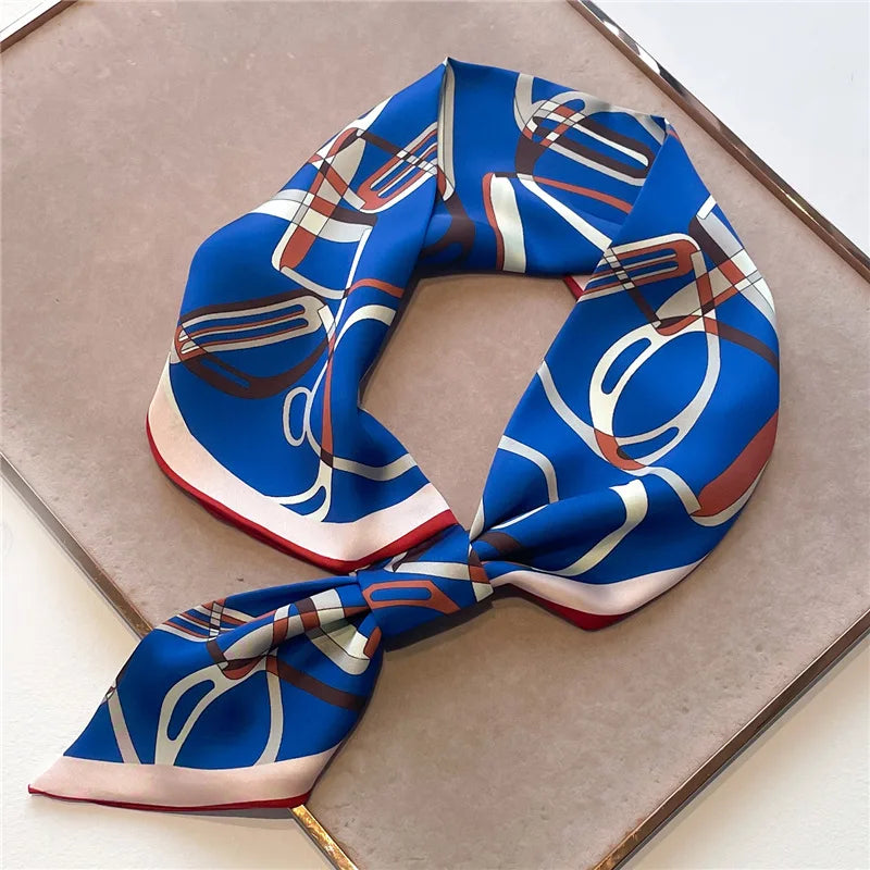 Printed Narrow Neckerchief Scarf with Pointed Tie Ends