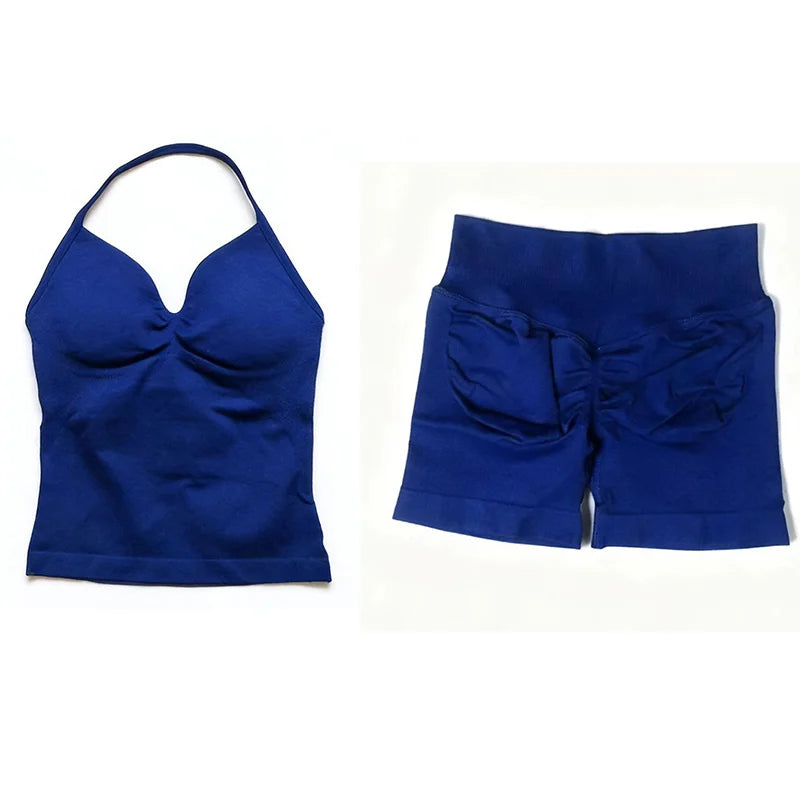 Women's Halter Tank And Shorts Yoga Set For Workout Outfits