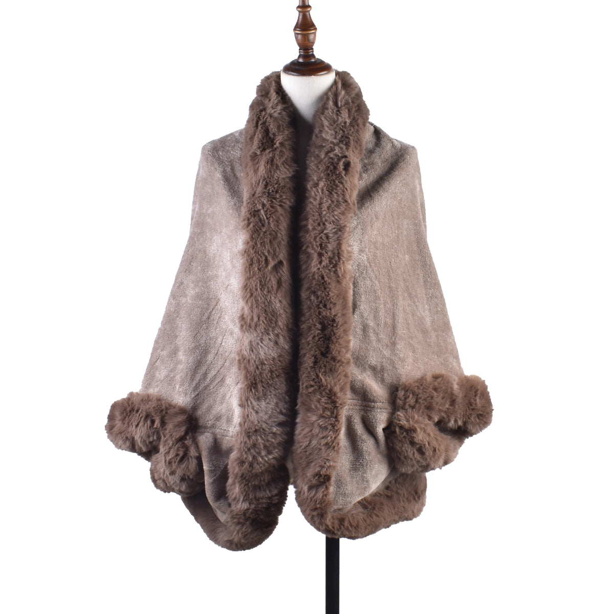 Plush Open Front Drape Cape for Layering over Outfits
