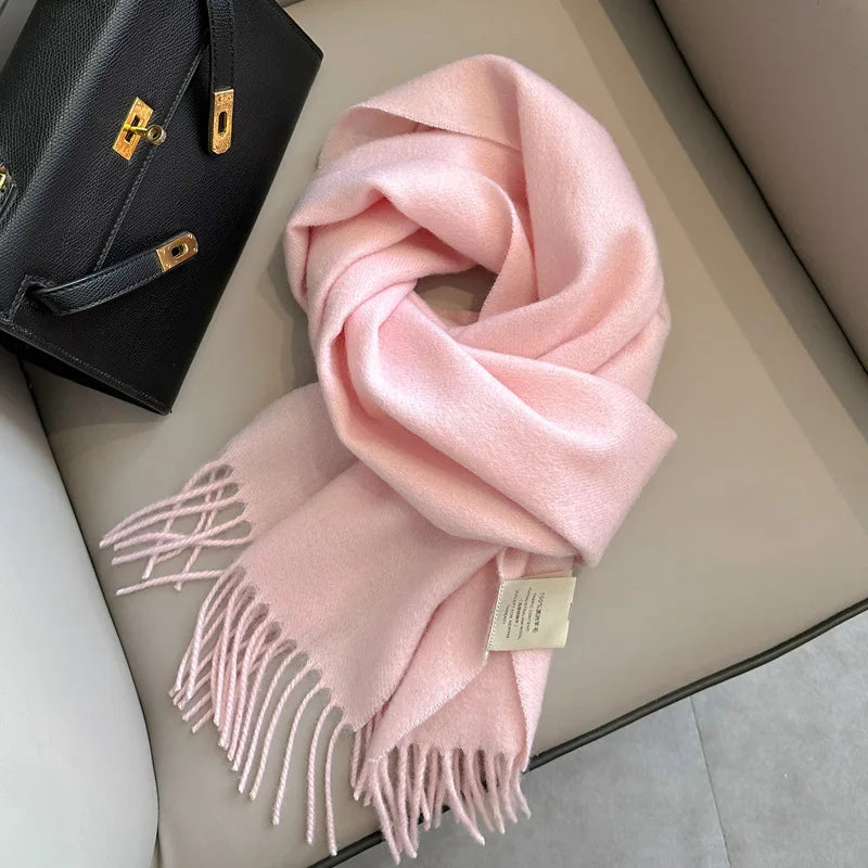 Solid Long Fringed Scarf for Neck and Wrap Styling