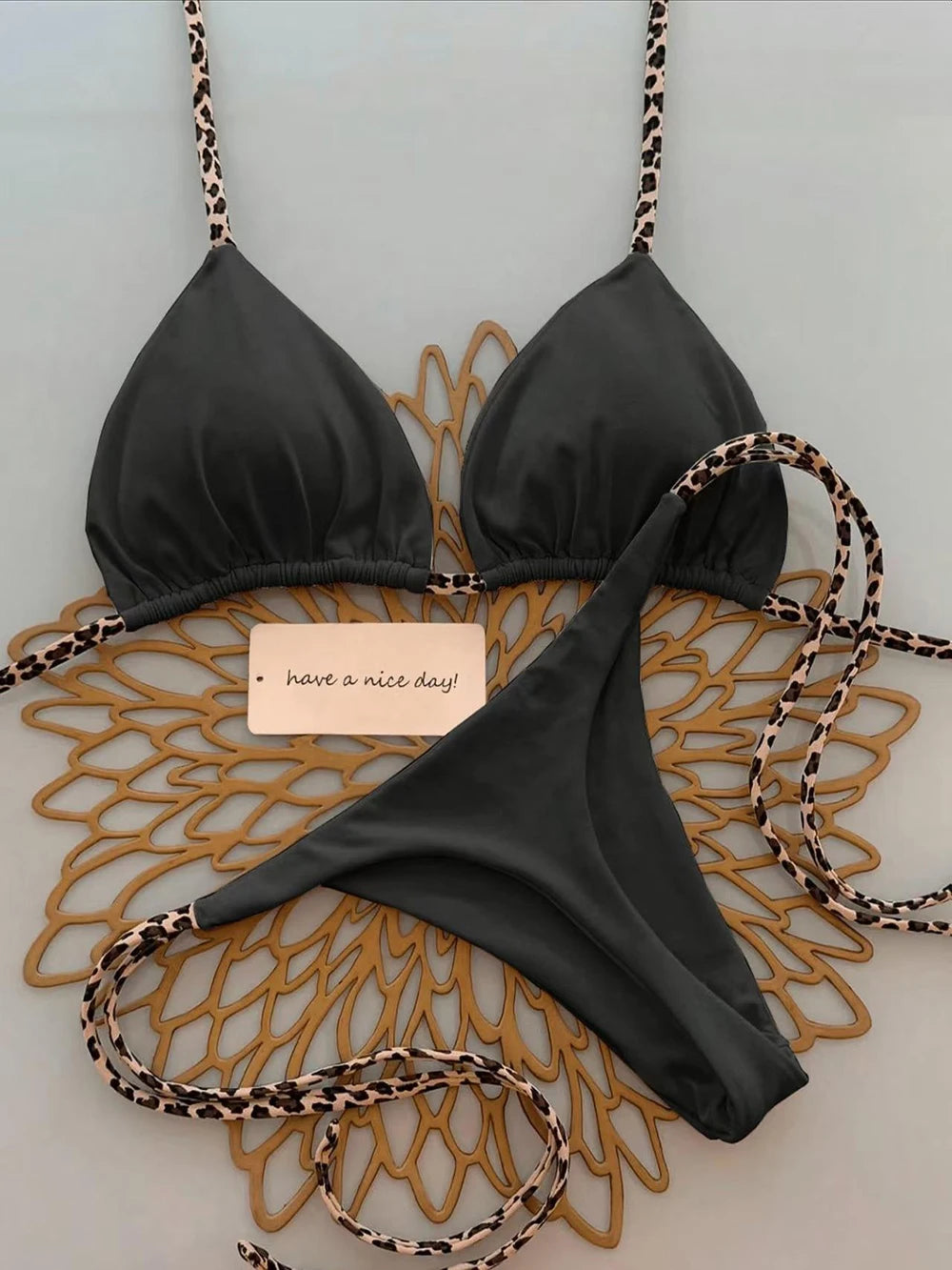 Halter Lace-Up Bikini