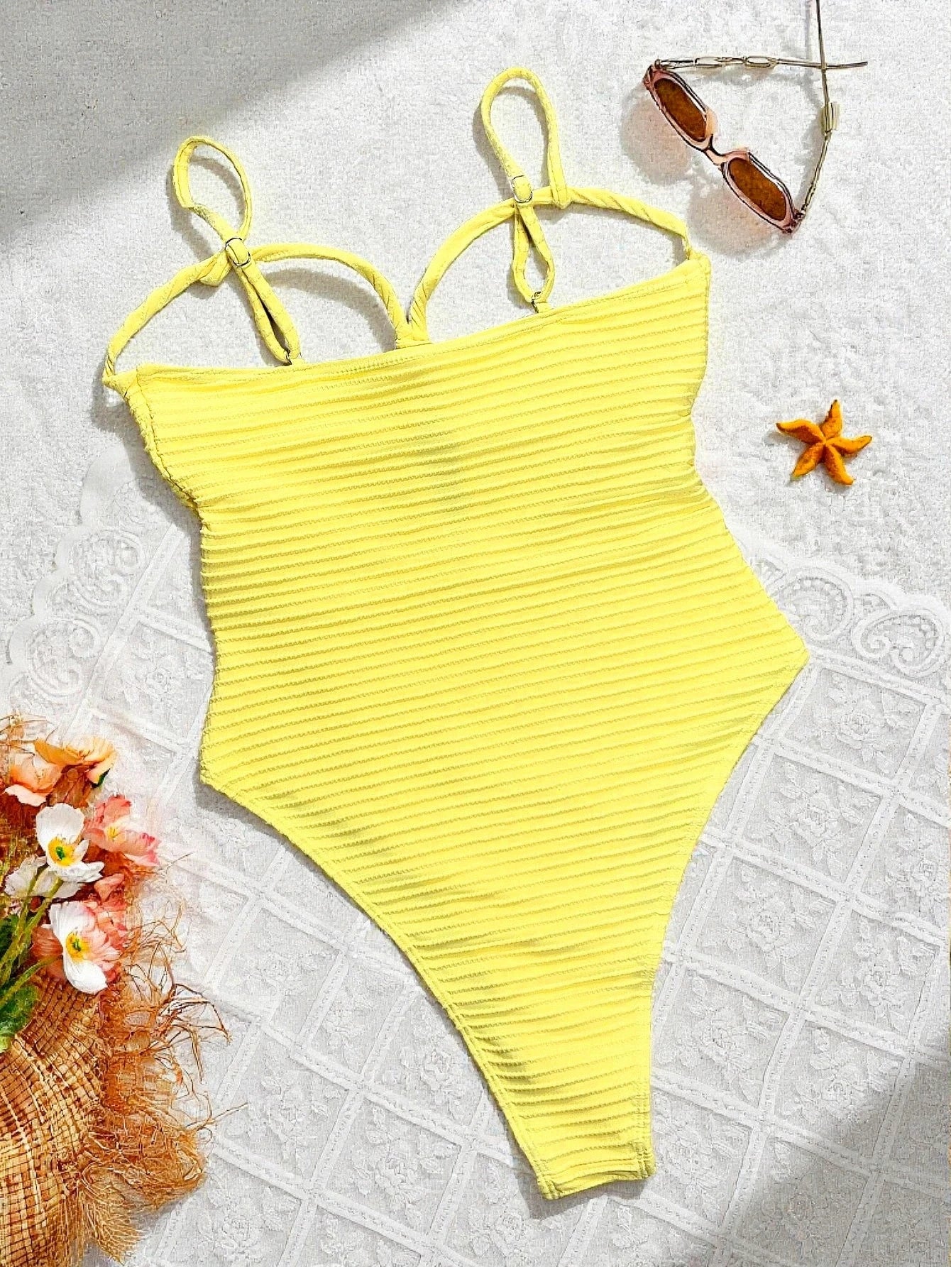 Cross-Front Cutout One-Piece Swimsuit