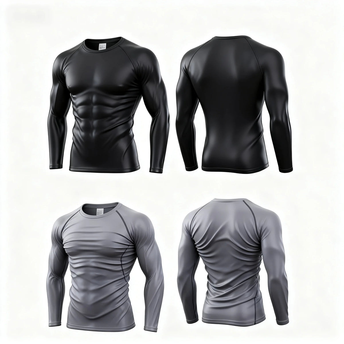 Fitted Crew Neck Long Sleeve Compression T Shirt