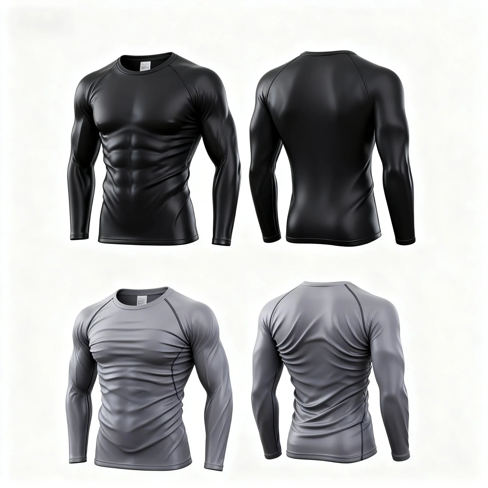 Fitted Crew Neck Long Sleeve Compression T Shirt