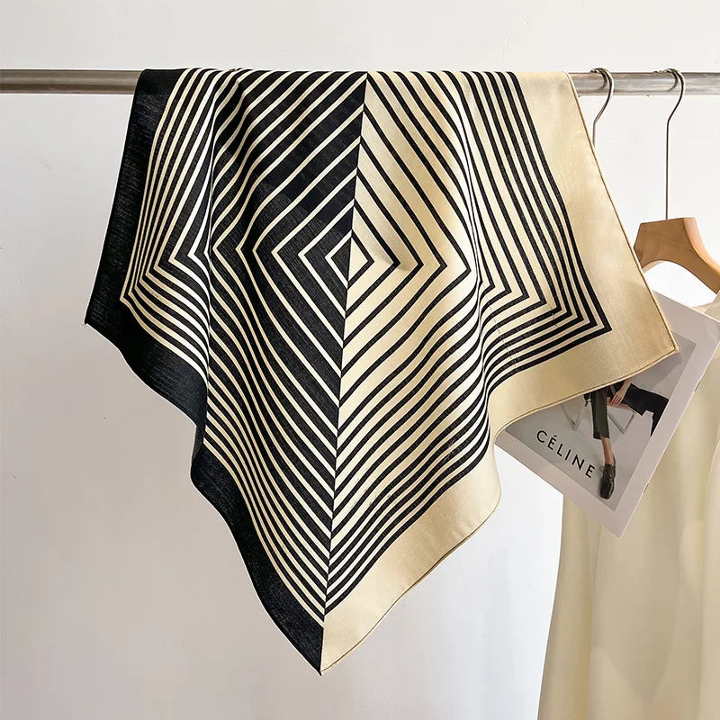 Printed Square Scarf with Polka Dot Pattern Options