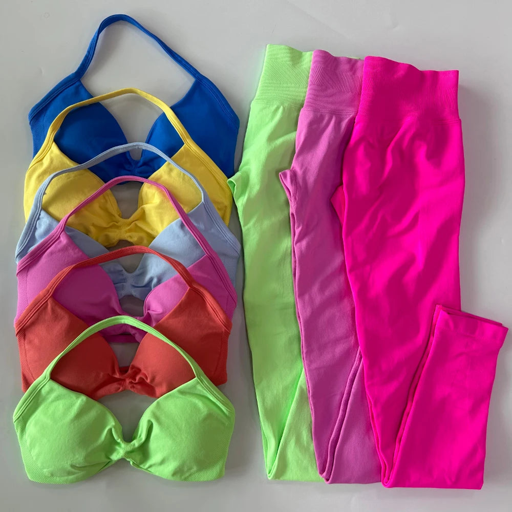 Women's Strappy Bra And Leggings Yoga Set For Workout Outfits