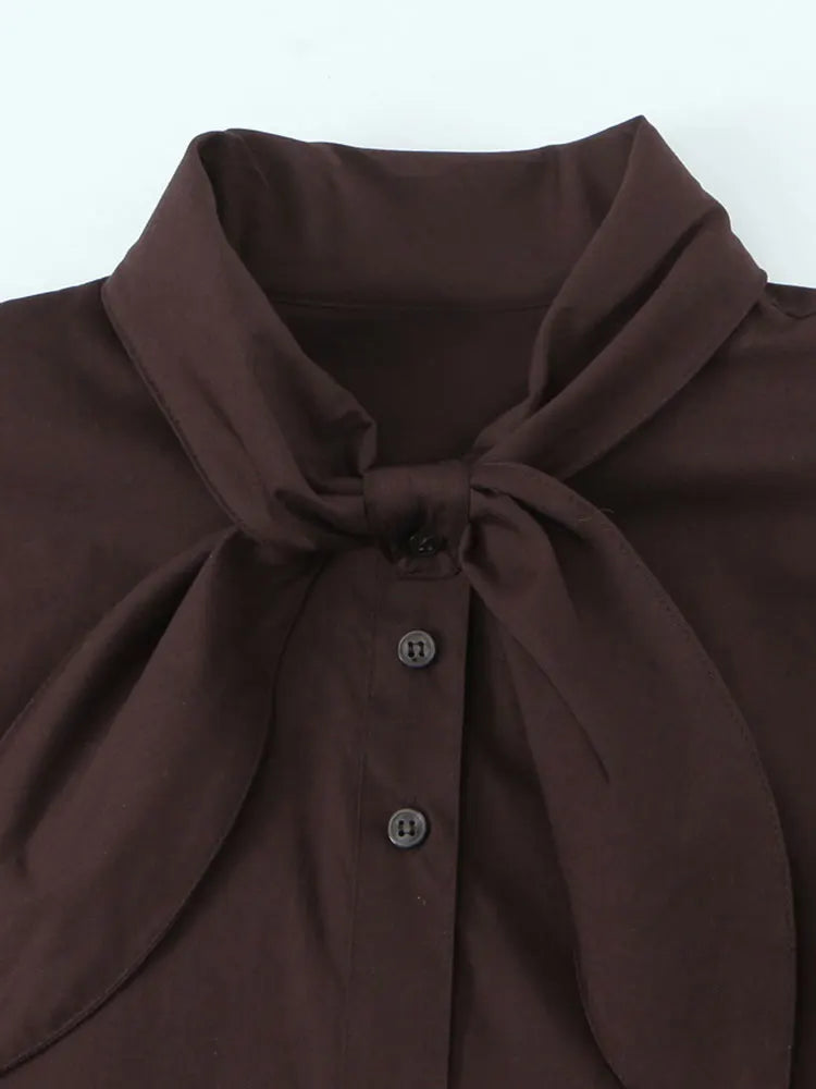 Women's Long Sleeve Blouse with Scarf Neck Detail