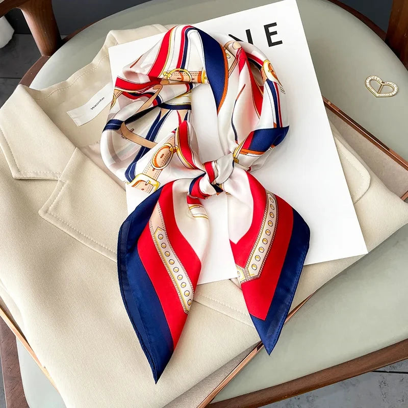 Ornate Print Square Scarf with Decorative Border Patterns