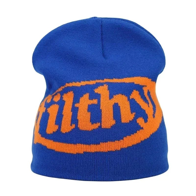 Graphic Knit Beanie with Letter and Pattern Style Options