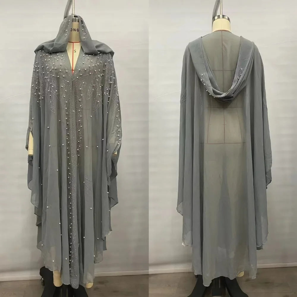 Embellished Sheer Hooded Cape for Layering over Outfits