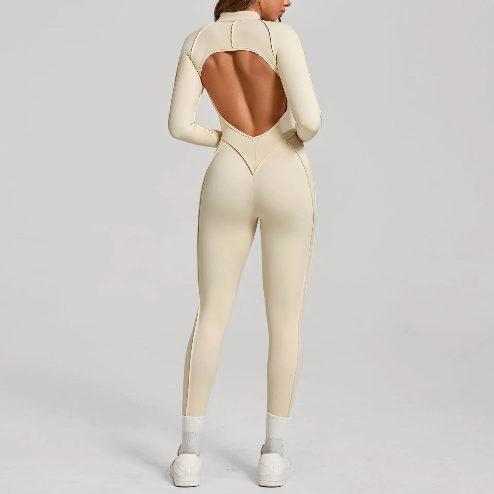 Women's Zip Front Contour Seam Workout One Piece in Long and Short Styles