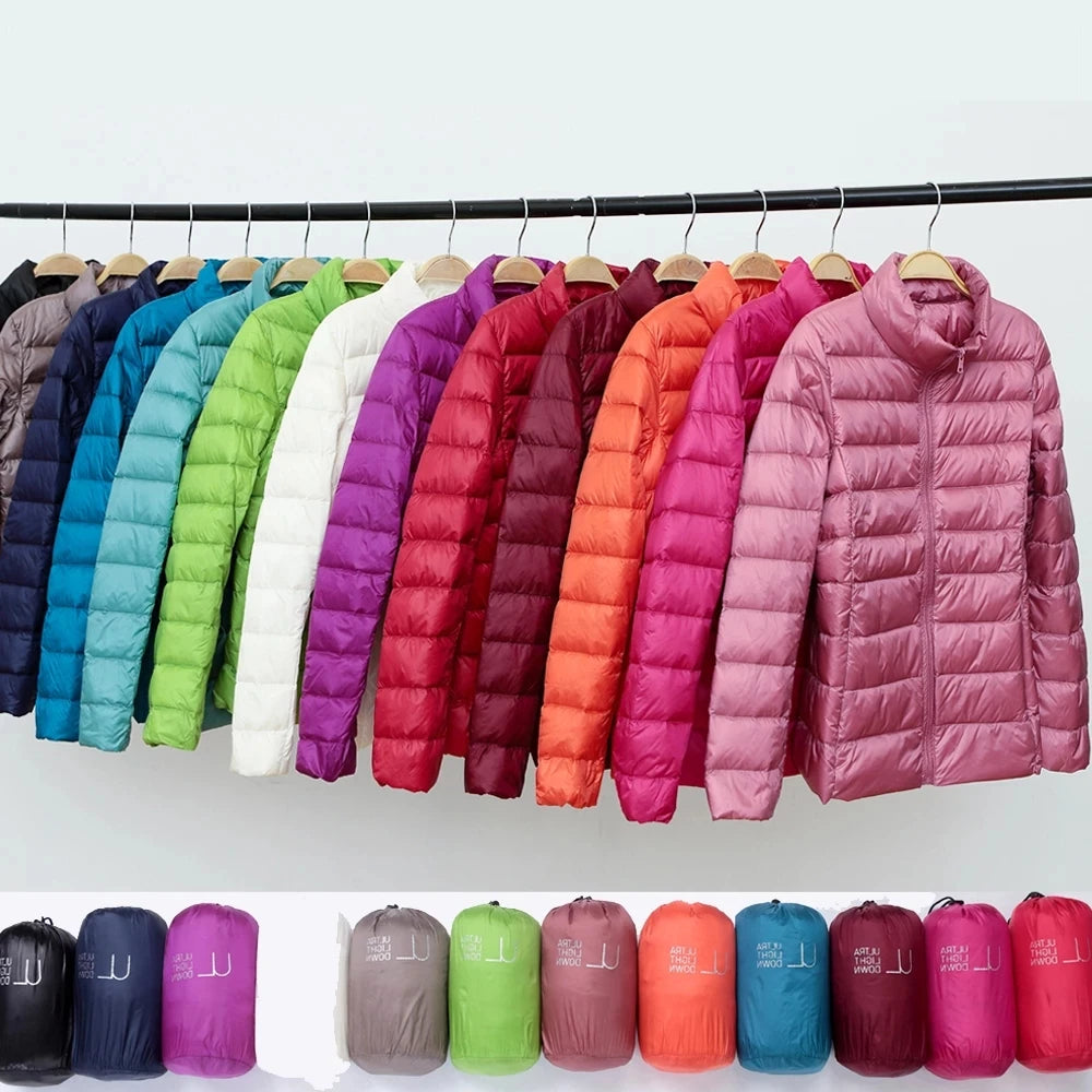Women's Nylon-Polyester Hooded Zip-Front Duck-Down Puffer Jacket for Casual Winter Layered Outfits