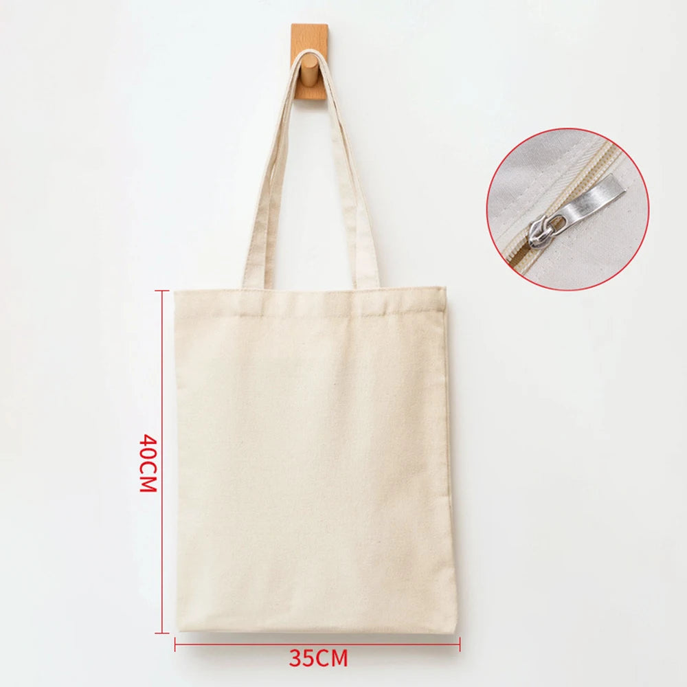 Plain Canvas Style Tote Bag with Long Shoulder Handles