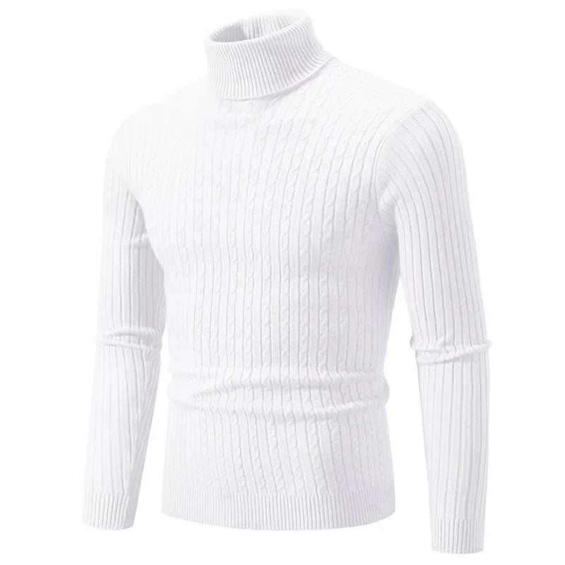 Men's Cable Knit Turtleneck Long Sleeve Sweater
