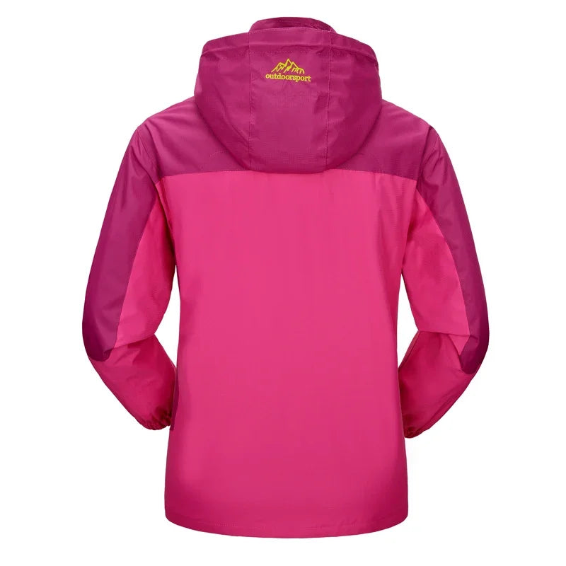 Color Block Hooded Full Zip Long Sleeve Outdoor Jacket
