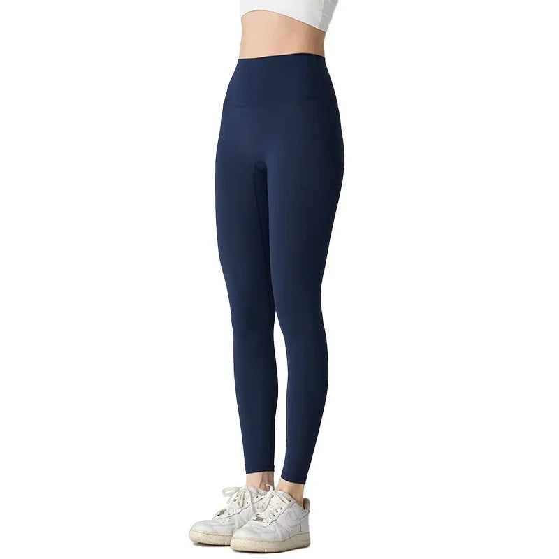 Women’s High-Waist Ankle-Length Yoga Leggings with Elastic Waist and Seam Pockets