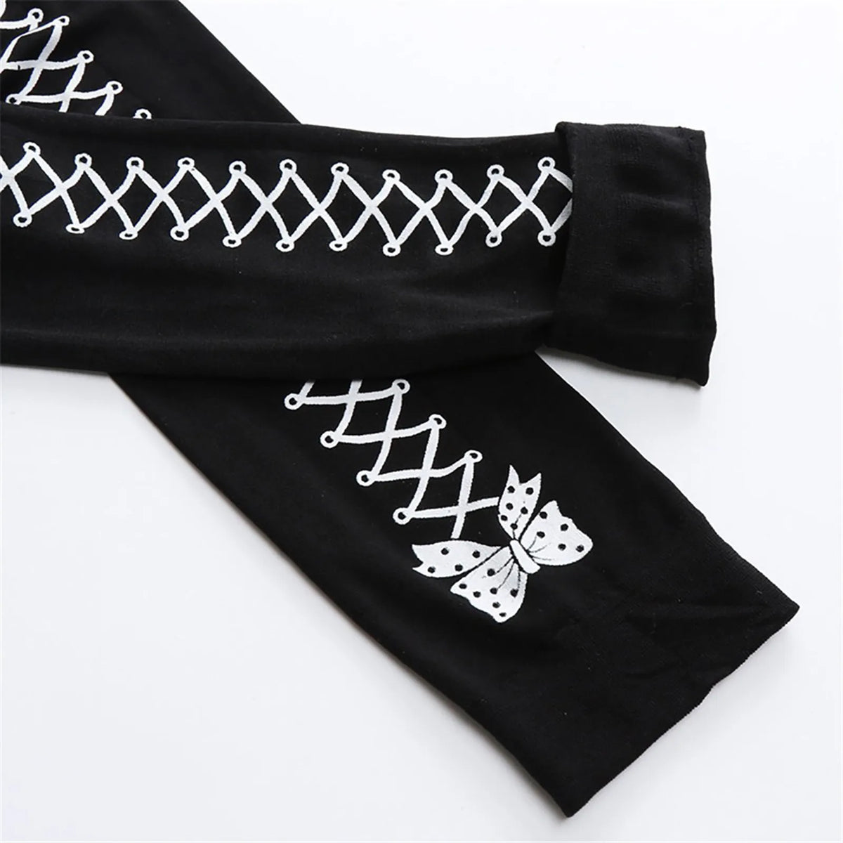Patterned Knee High Stockings with Bat and Spiderweb Designs
