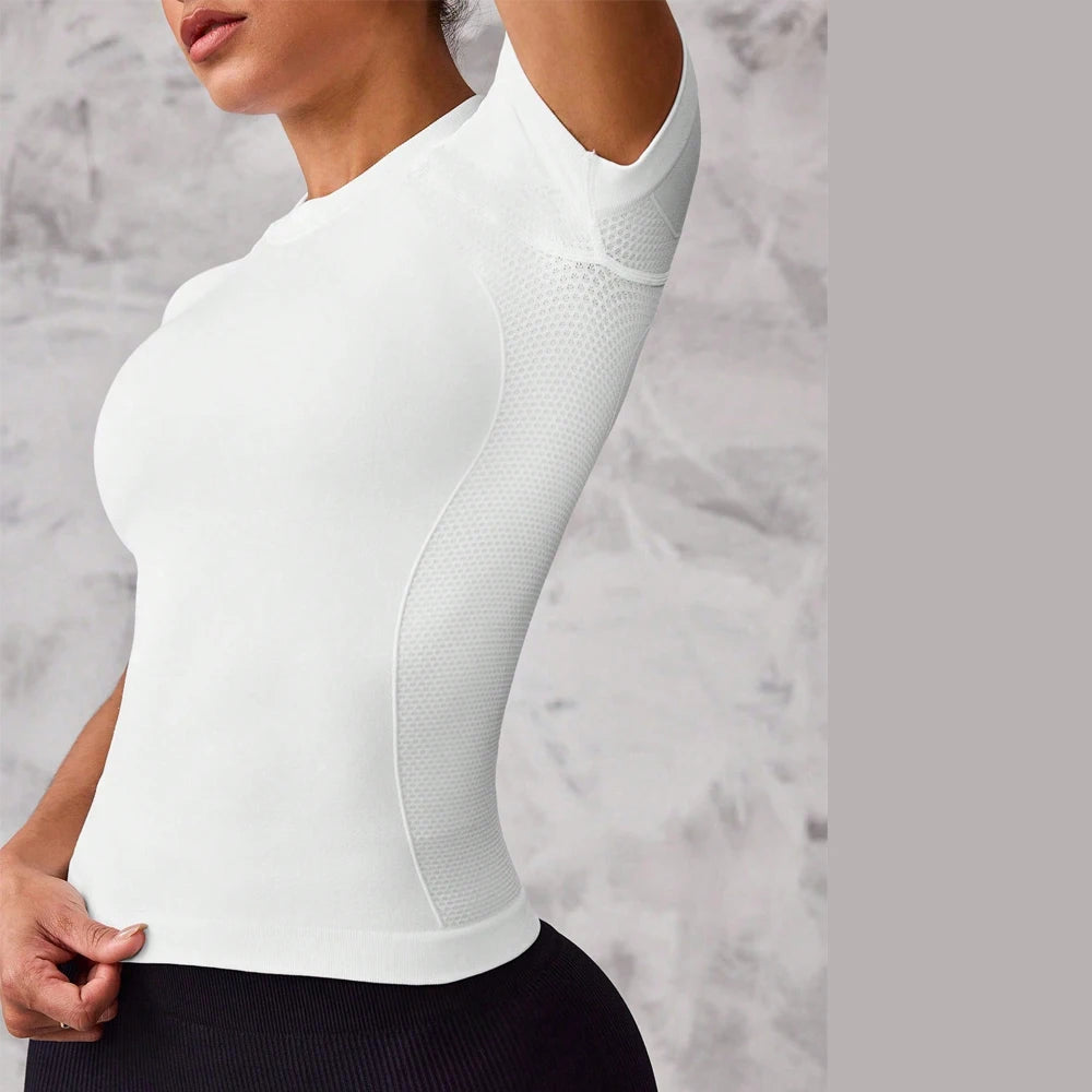 Women's Crew Neck Fitted Short Sleeve T-shirt For Workout Outfits