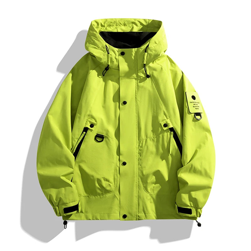 Hooded Zip-Front Hiking Jacket with Pockets