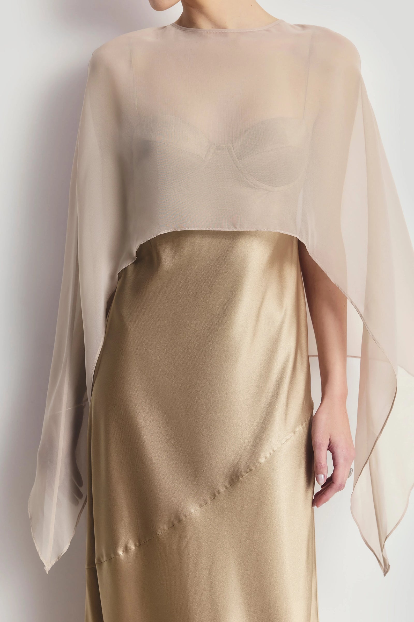 Sheer Chiffon Draped Cape for Layering over Outfits
