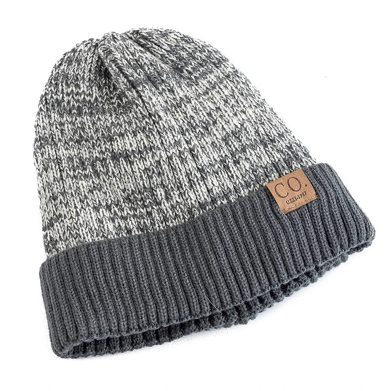 Unisex Knitted Beanie with Ribbed Cuff and Plush Inner Lining
