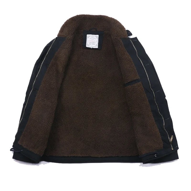 Drop Shipping N1 Thick Winter Mens Sherpa Fleece Deck Jacket with Embroidered Patch