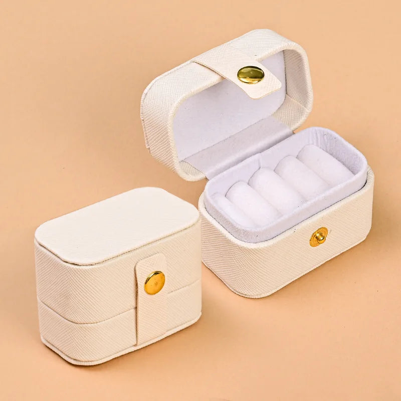 Mini Portable Leather Jewelry Storage Bag Travel Organizer Case for Ring Necklace Earrings Gift Box